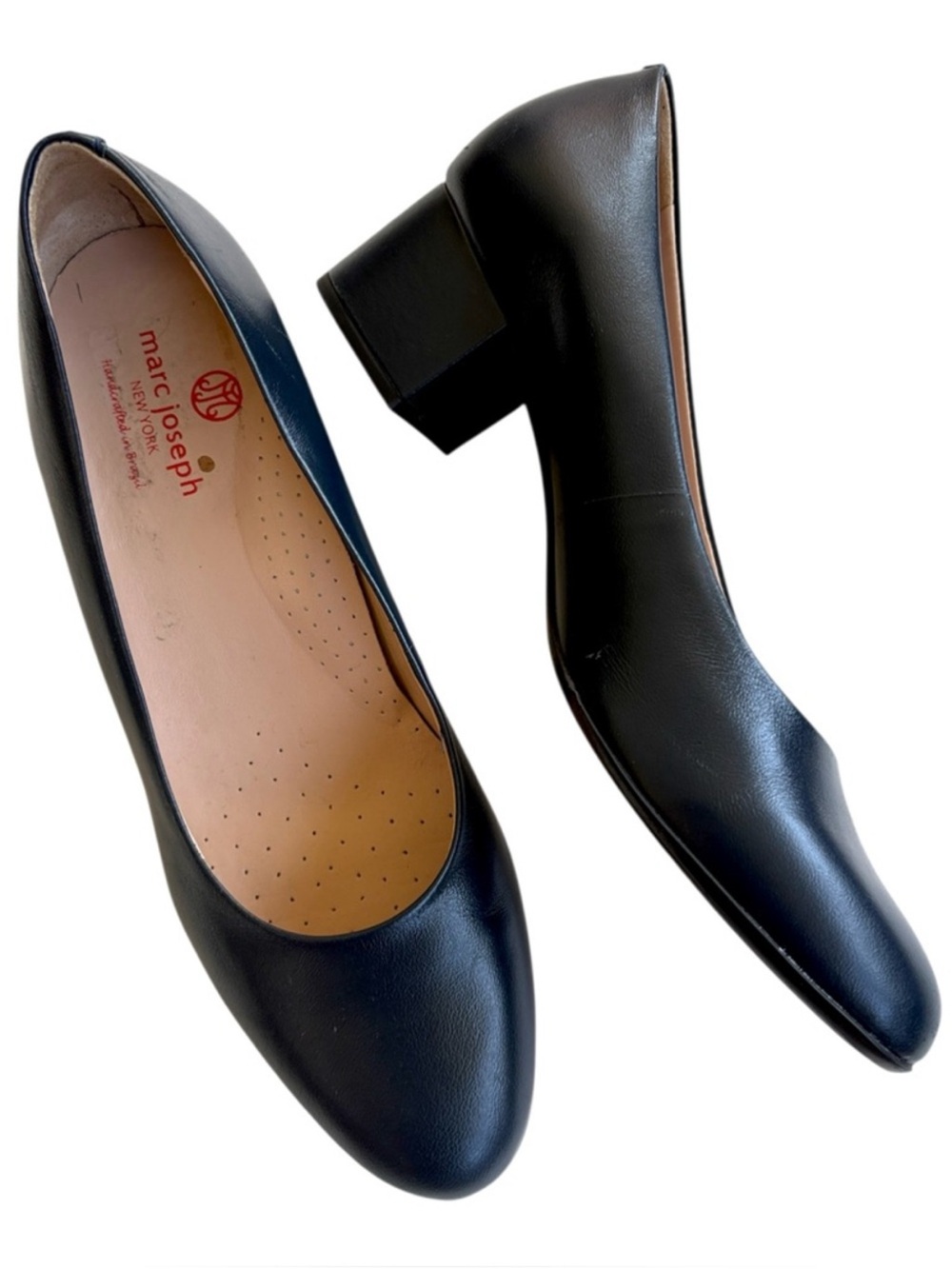 EUC Marc Joseph Leather Heels Navy Size 8.5